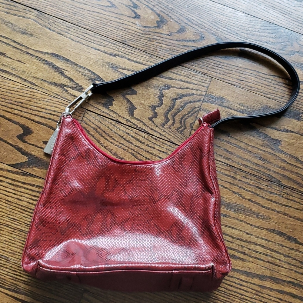 Tignanello Red Snake Skin Leather Hobo Leather Bag